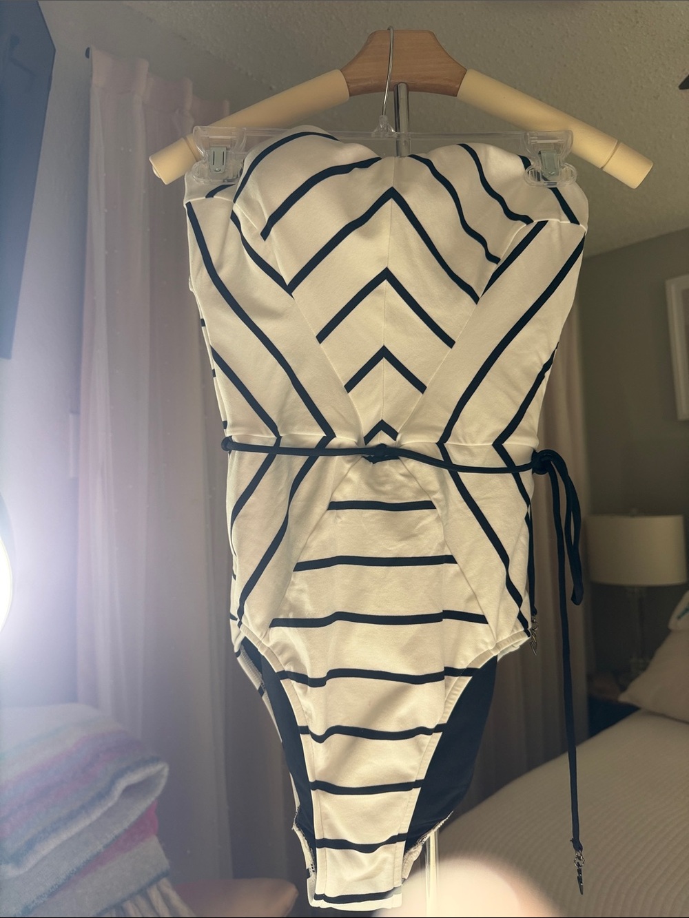 Seafolly Black and White Strapless One-Piece Swimsuit